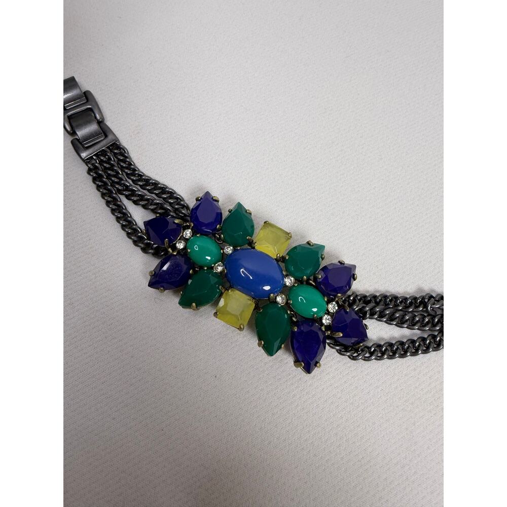Stella & Dot Peacock Chunky Gem Bracelet Adjustable Statement
